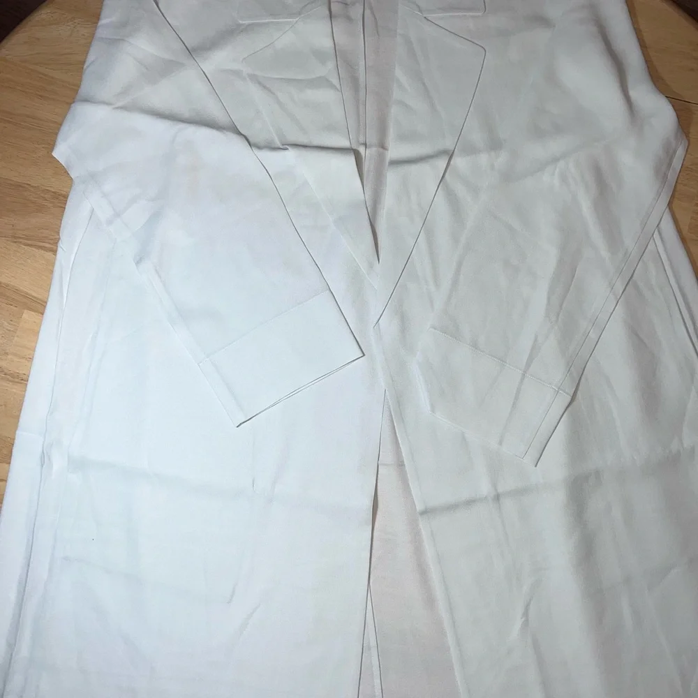 Eileen Fisher Bone Silk Georgette Crepe Trench Coat BNWTS $398.00 NEW BNWTS - Picture 5 of 15